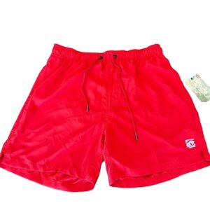 ISLANDHAZE Red Swim Shorts Mesh Lined 3 Pockets Quick-Dry Surf Logo NEW Medium